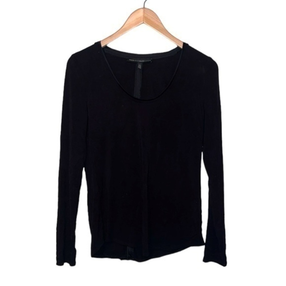 WHBM long sleeve black shirt rayon/spandex, womens size XS, stretchy